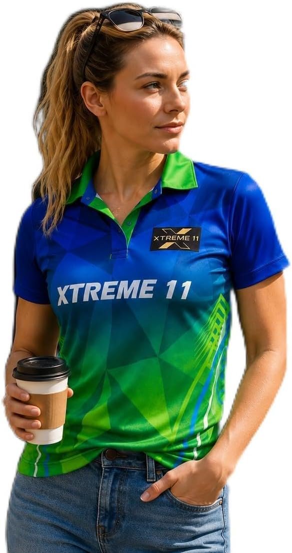 61Yj6rbxWFL._AC_SX679_ Dry Fit Sports Polo, Royal Blue & Neon Green, Polyester, Short Sleeve, Athletic Teamwear for Cricket, Soccer, Golf & Gym | Size Medium - Image 1